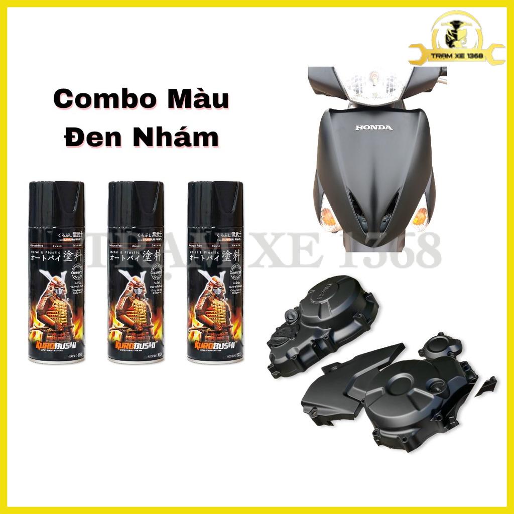 Combo sơn xịt samurai màu đen nhám 109a chuẩn quy trình độ bền màu cao