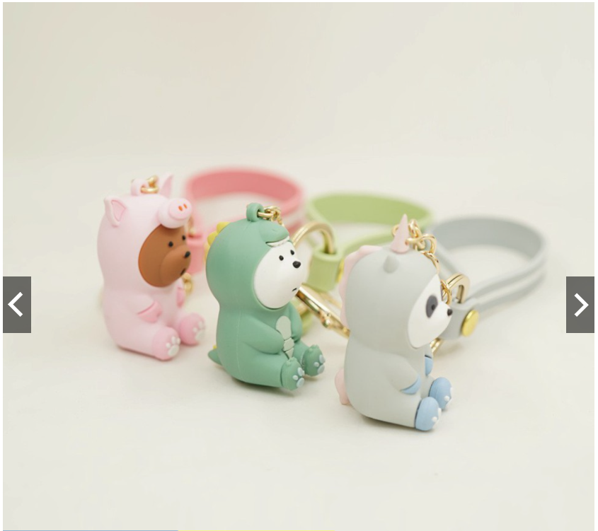 [HCM]Móc khóa nhựa phong cách hoạt hình 3 chú gấu We Bare Bears 2019 dễ thương * khủng long xanh