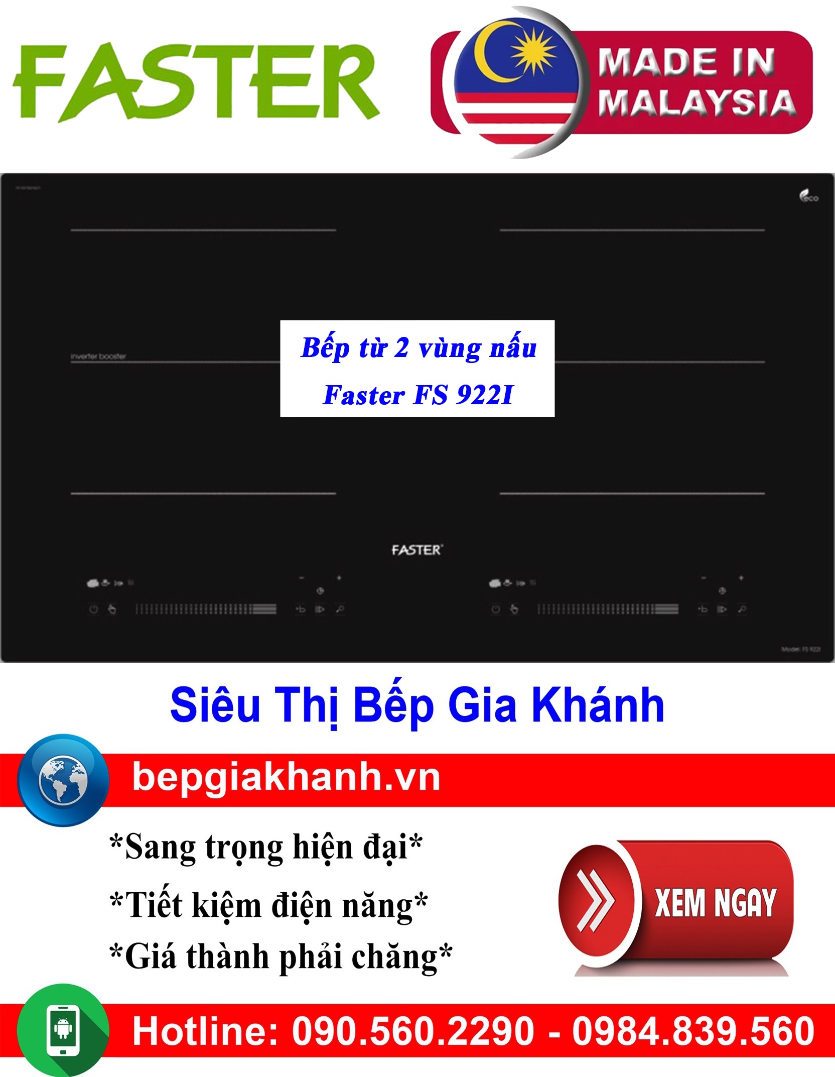 [HCM]Bếp từ đôi Faster FS 922I nhập khẩu Malaysia, bếp từ, bếp điện từ, bếp từ đôi, bếp điện từ đôi, bếp từ giá rẻ, bếp điện từ giá rẻ, bếp từ đơn, bep tu don, bep tu