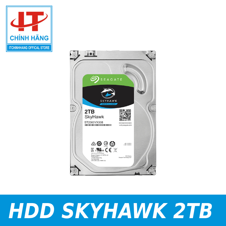 Ổ Cứng HDD Seagate Skyhawk 2TB 3.5  Sata 6Gb/s/64MB Cache/5900RPM - Hàng Chính Hãng