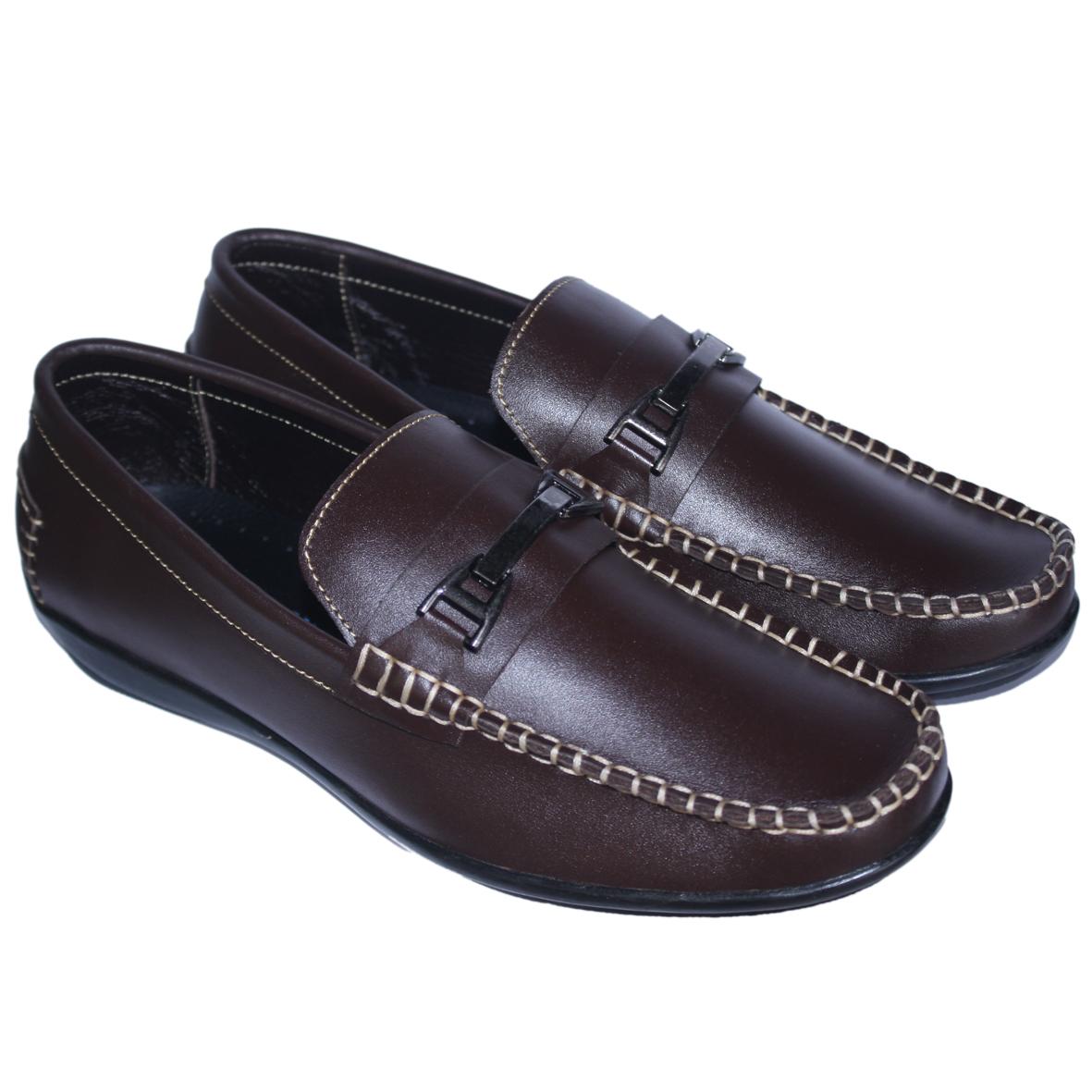 Giày mọi nam da bò màu nâu đỏ hq7115
