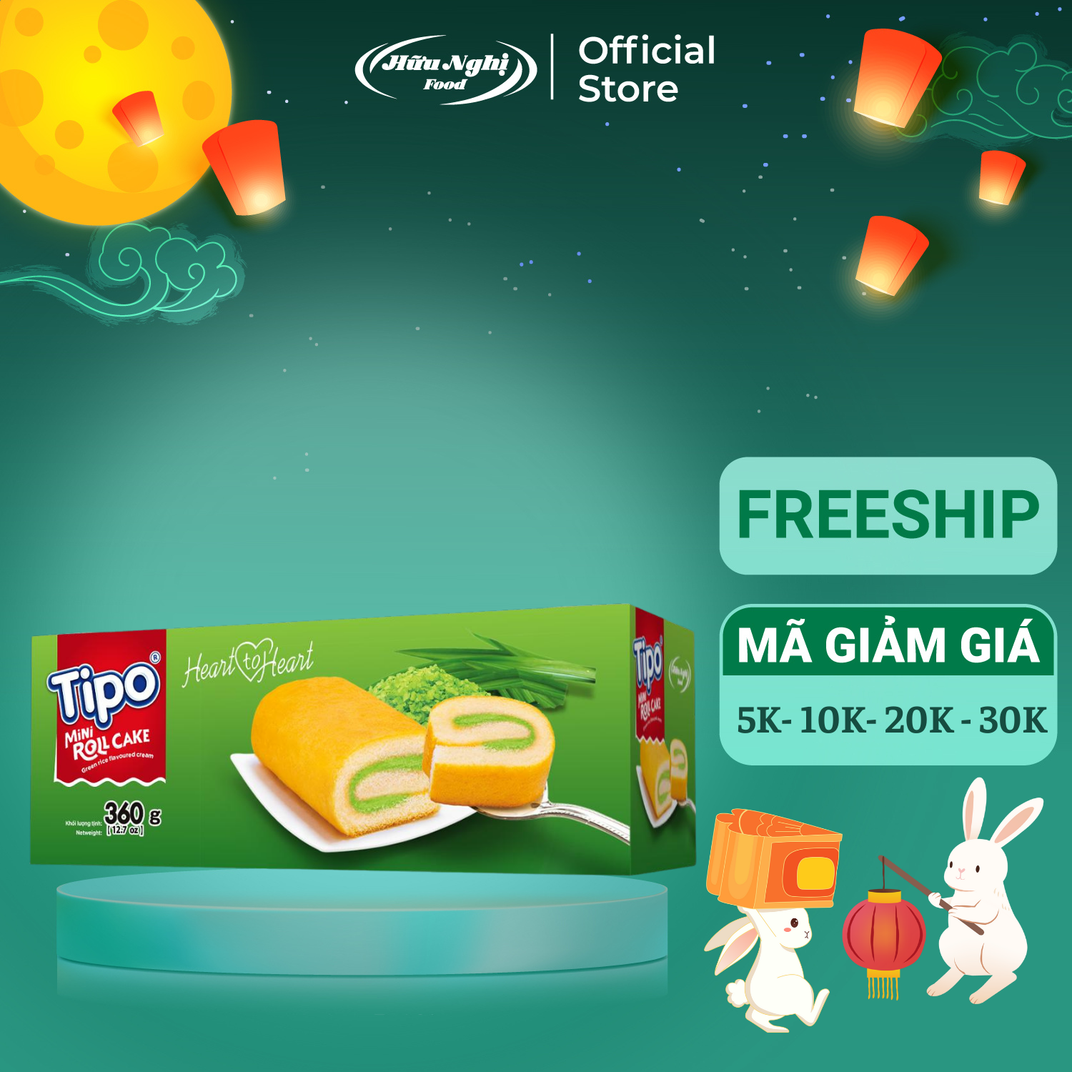 Bánh bông lan cuộn cốm 360g