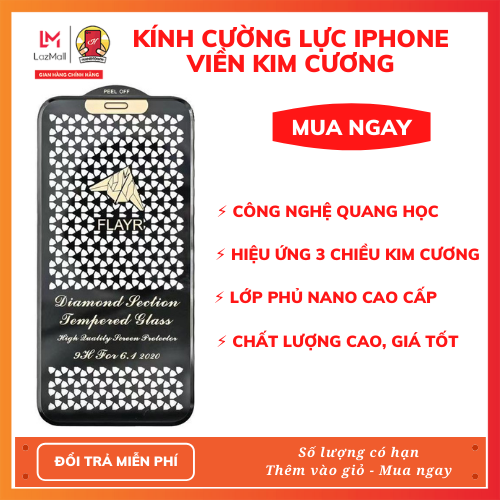 Miếng dán kính cường lực viền kim cương Dành cho iphone x xs xr xs max 11 11 pro 11 pro max 12 12 pro 12 pro max 12 mini 13 13 pro max, full màn chất lượng cao Handtown