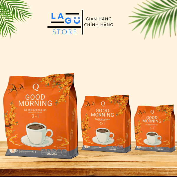 Sỉ - Combo 3 Túi Cà phê sữa Good Morning - NGON- ARABICA Trần Quang 480g cafe mix 3in1 (bịch 24 gói * 20g) Mẫu xuân 2025