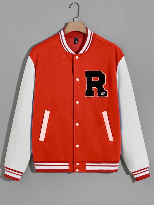 V5 varsity bomber jacket red - áo khoác nỉ màu đỏ bomber nam nữ thời trang