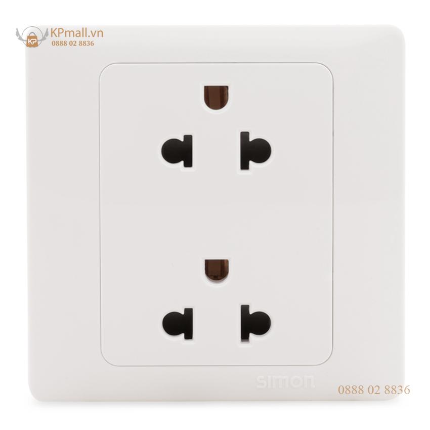 Ổ cắm đôi 3 chấu kiểu âu mỹ 16a có tiếp đất simon series 50 51087