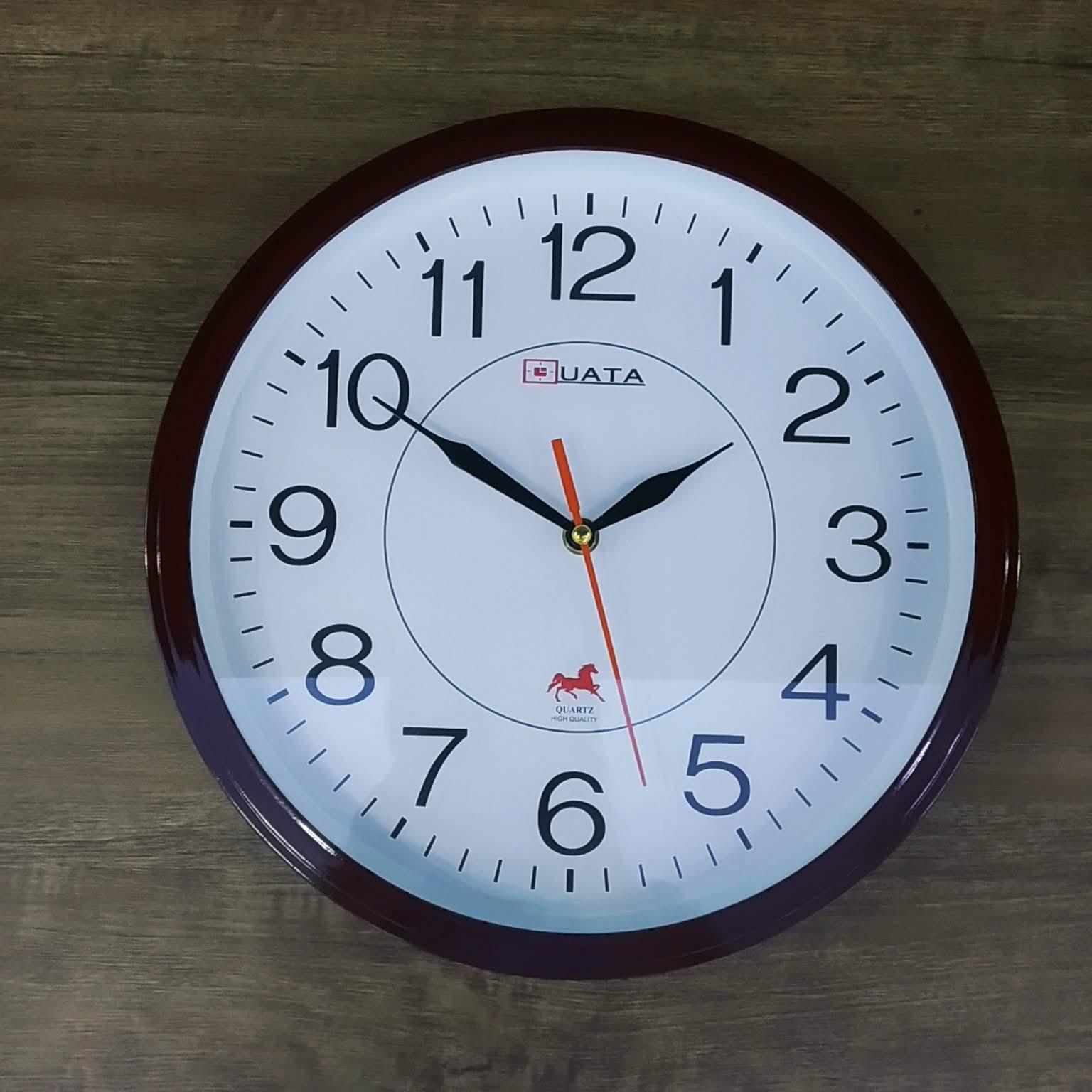 Kim trôi - Đồng hồ treo tường hình tròn viền  nâu - Size 30cm -  Đồng hồ treo tường kim trôi