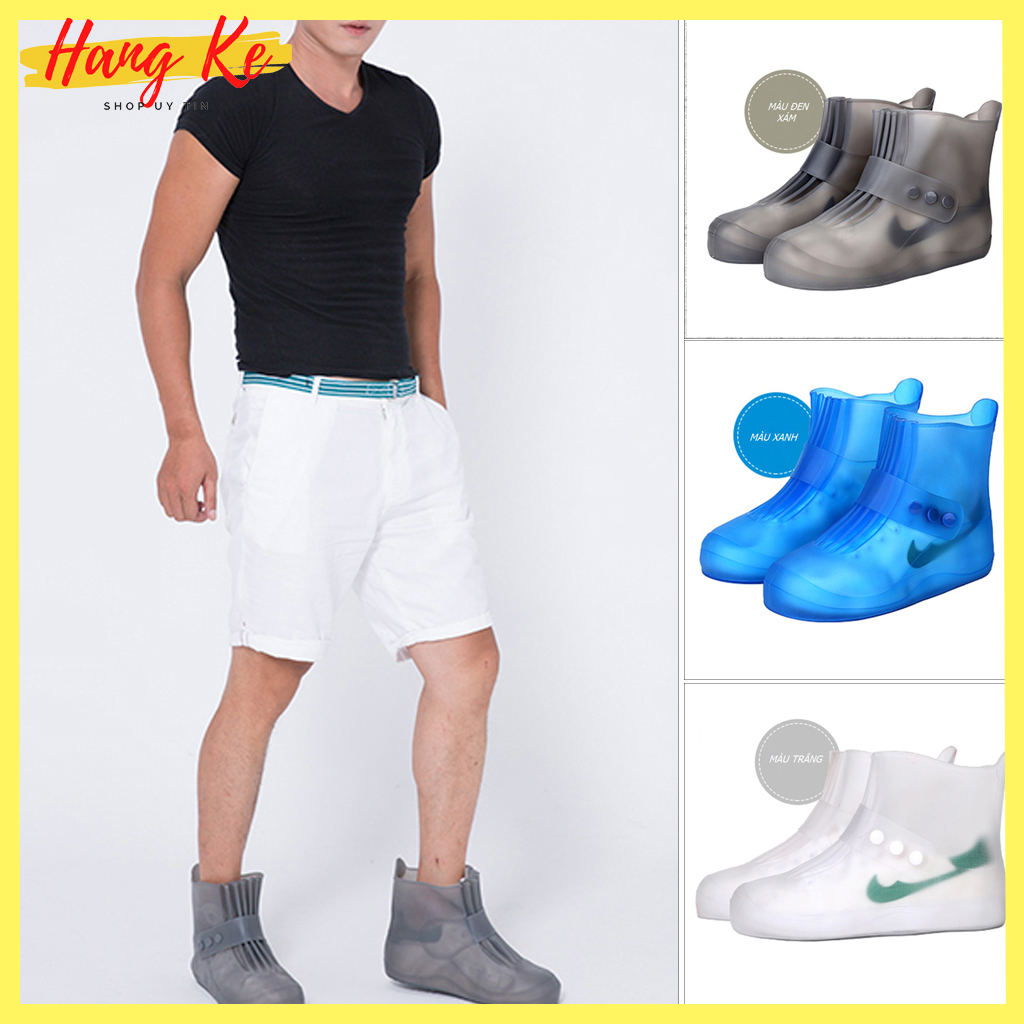 Bọc giày đi mưa cao cấp, không ngấm nước, chống trơn trượt hiệu quả, độ bền kéo cao, gọn nhẹ có túi đựng thuận tiện mang theo người - Hang ke