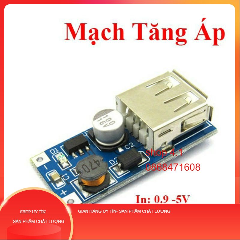 Mạch tăng áp 0.9~5v lên 5vdc - 600ma tích hợp cổng usb