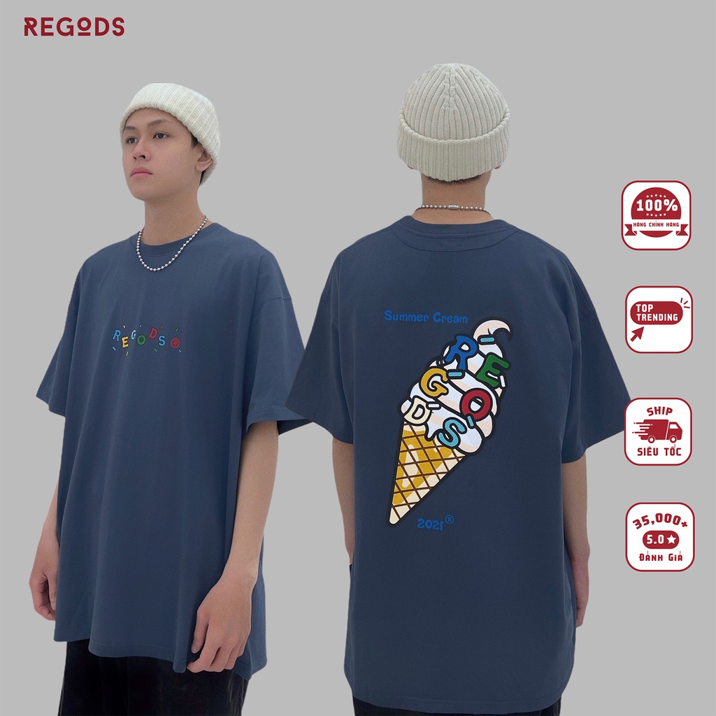 Áo thun ice cream regods unisex form rộng