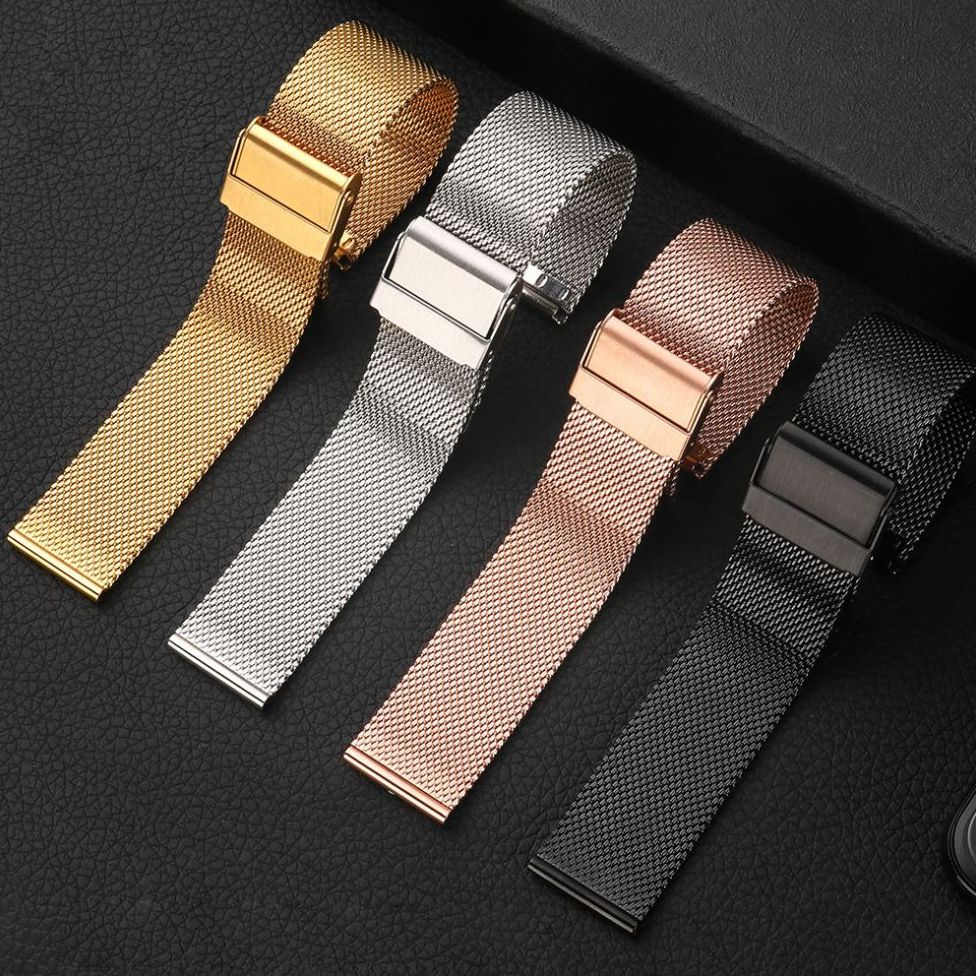 Dây đồng hồ kim loại dạng mắt lưới cao cấp.