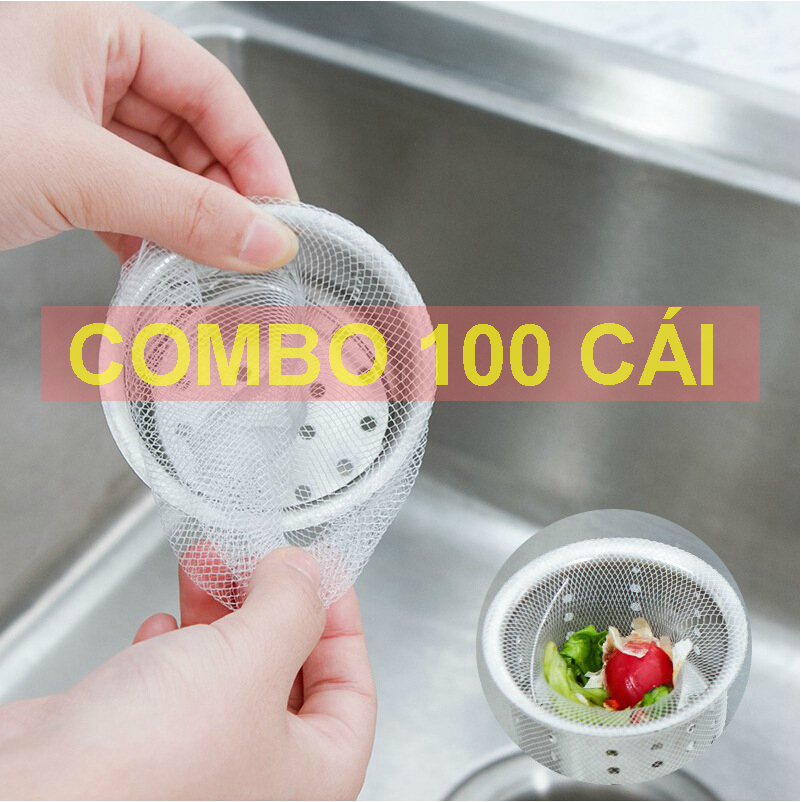 SET 100 túi lọc rác bồn rửa chén, nắp cống 100B501