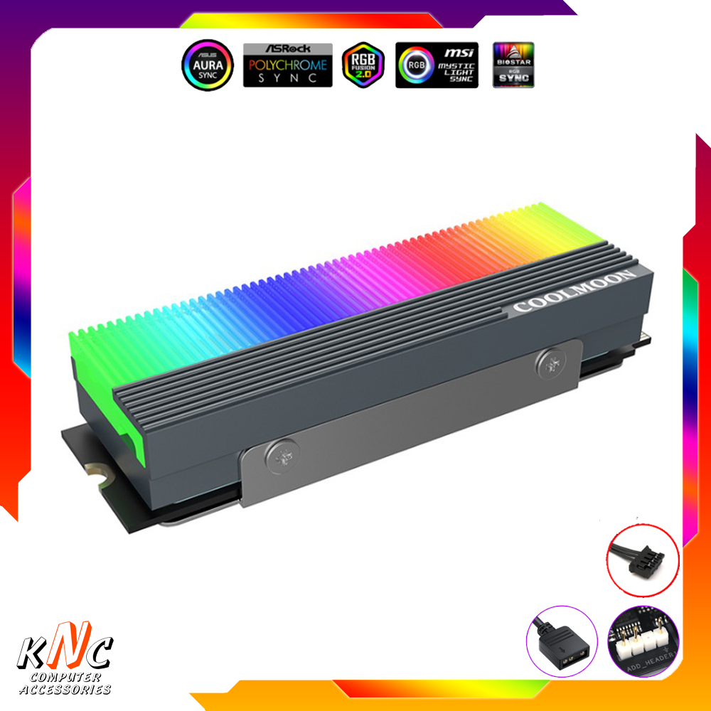 Tản Nhiệt SSD M2 NVME Coolmoon Led 5v ARGB Đồng Bộ Mainboard Hub Tomato Xigmateks VSP