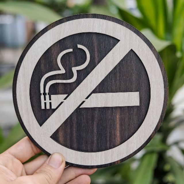 Bảng gỗ cấm hút thuốc [ No Smoking]