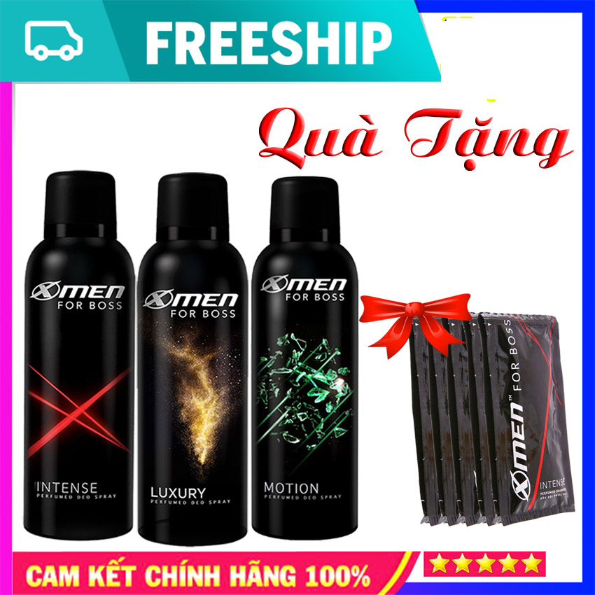Xịt khử mùi X-Men For Boss 150ml - Mùi hương sang trọng tinh tế [TẶNG KÈM] Dây Dầu Gội X-Men Boss 12 gói