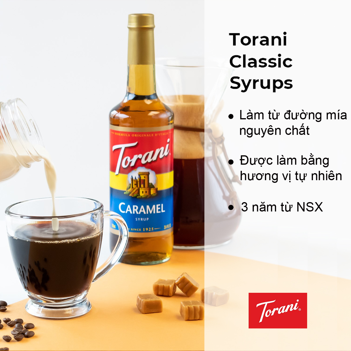 Torani classic siro pha chế vị caramen cổ điển caramel syrup 750ml mỹ - nguyên liệu pha chế cà phê và trà sữa