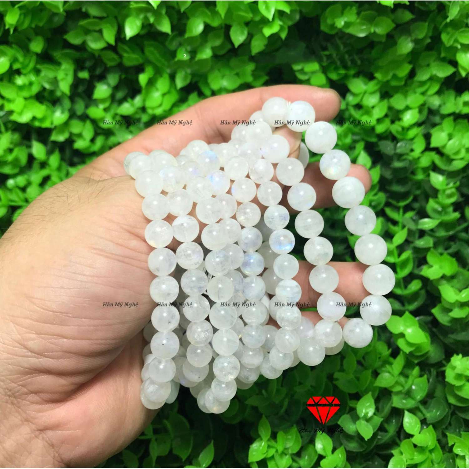 vòng tay đá mặt trăng 7li tự nhiên   Hanmynghe