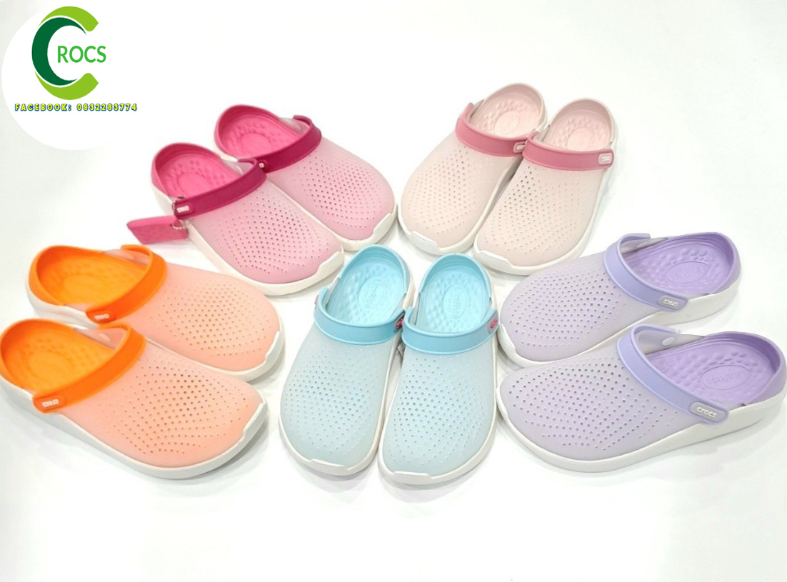 Dép sục nhựa chống hôi chân Crocs literide đổi màu cho nữ