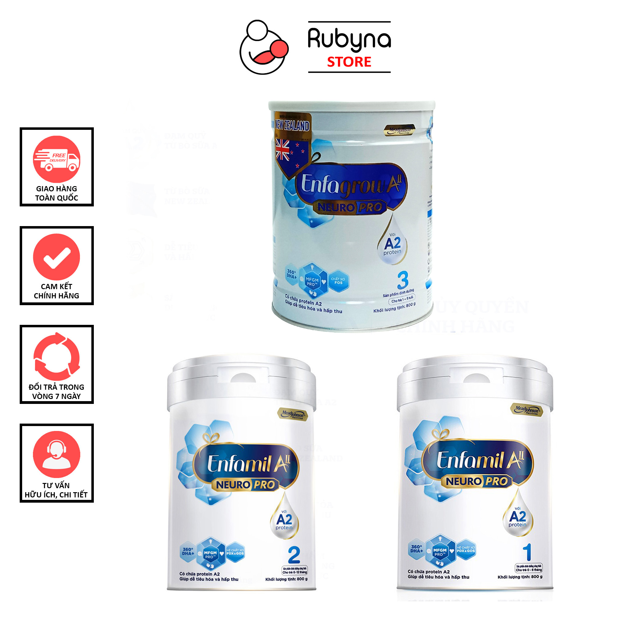 Combo 6 hộp sữa bột enfamil a2 neuropro số 1/2 - enfagrow a2 neuropro số 3 – 800g màu trắng