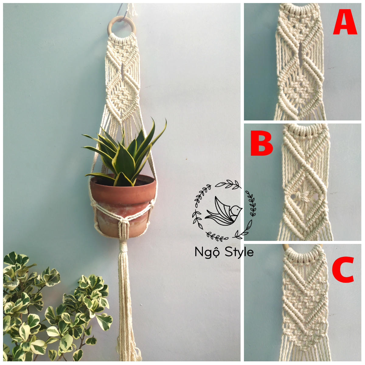 Dây treo cây giỏ treo cây macrame rẻ đẹp