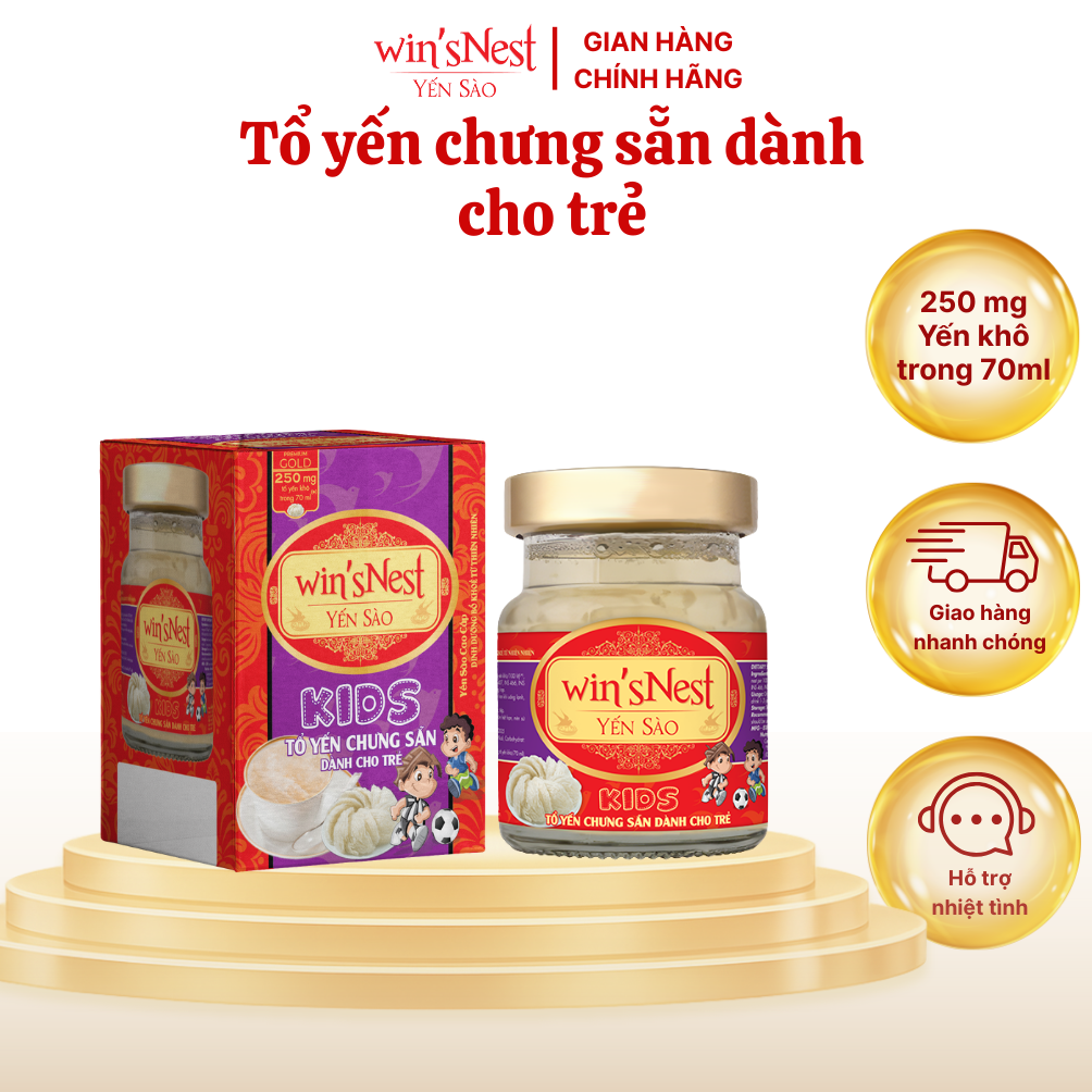 Yến sào cao cấp win'sNest kids 250mg (20%) tổ yến chưng sẵn dành cho trẻ em (70 ml/ lọ)