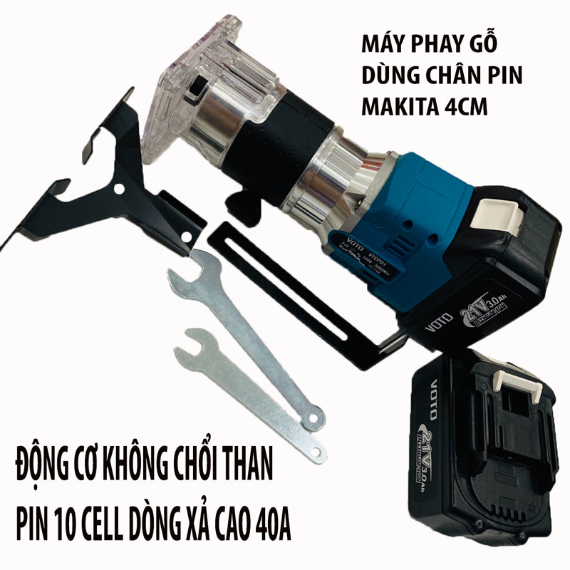 Máy Phay Gỗ VOTO Máy Soi gỗ Cầm Tay Dùng Chân Pin Makita 6 Cấp Độ không chổi than VOTO