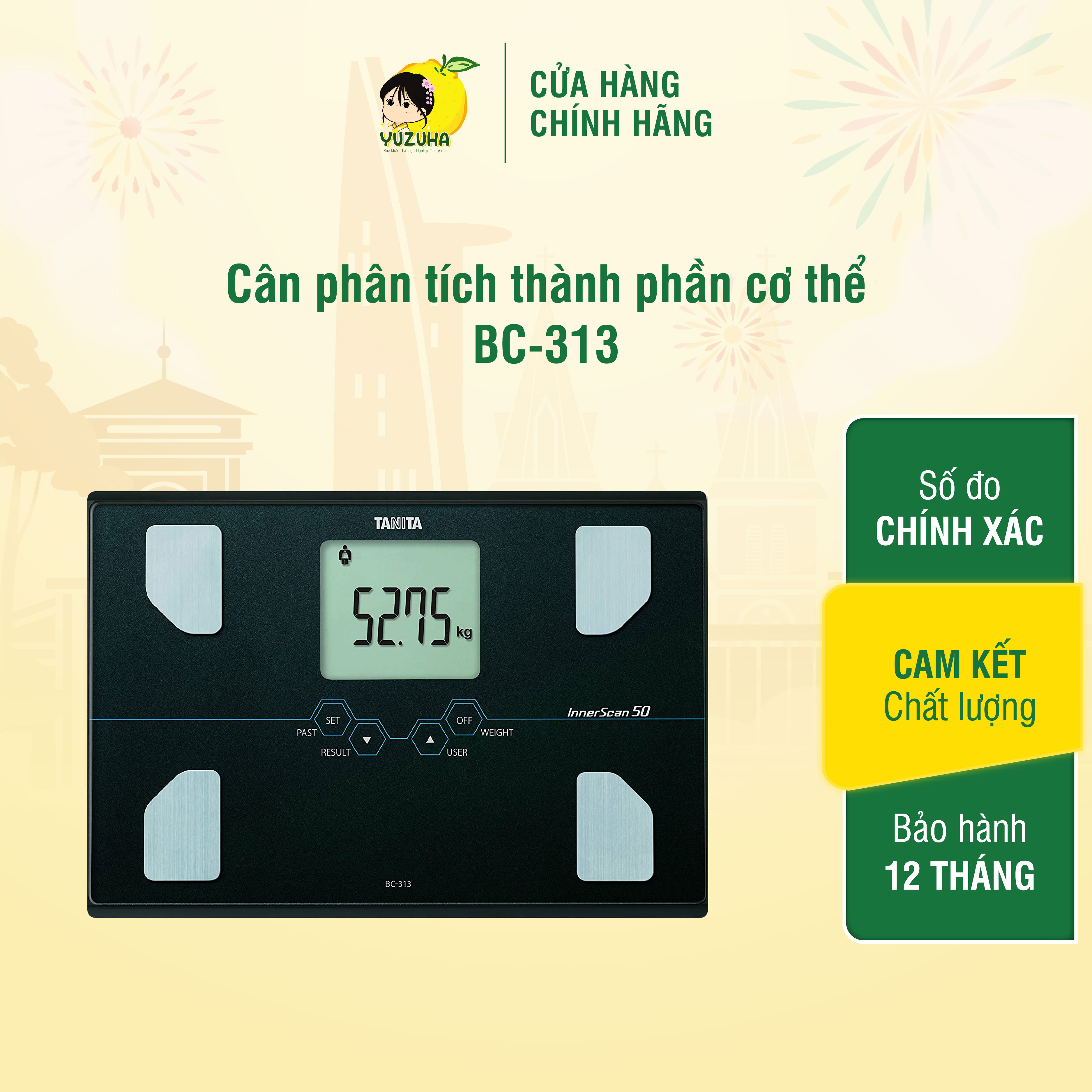 Cân sức khỏe và phân tích chỉ số cơ thể yuzuha công nghệ phân tích kháng điện trở sinh học bmi tanita bc-313