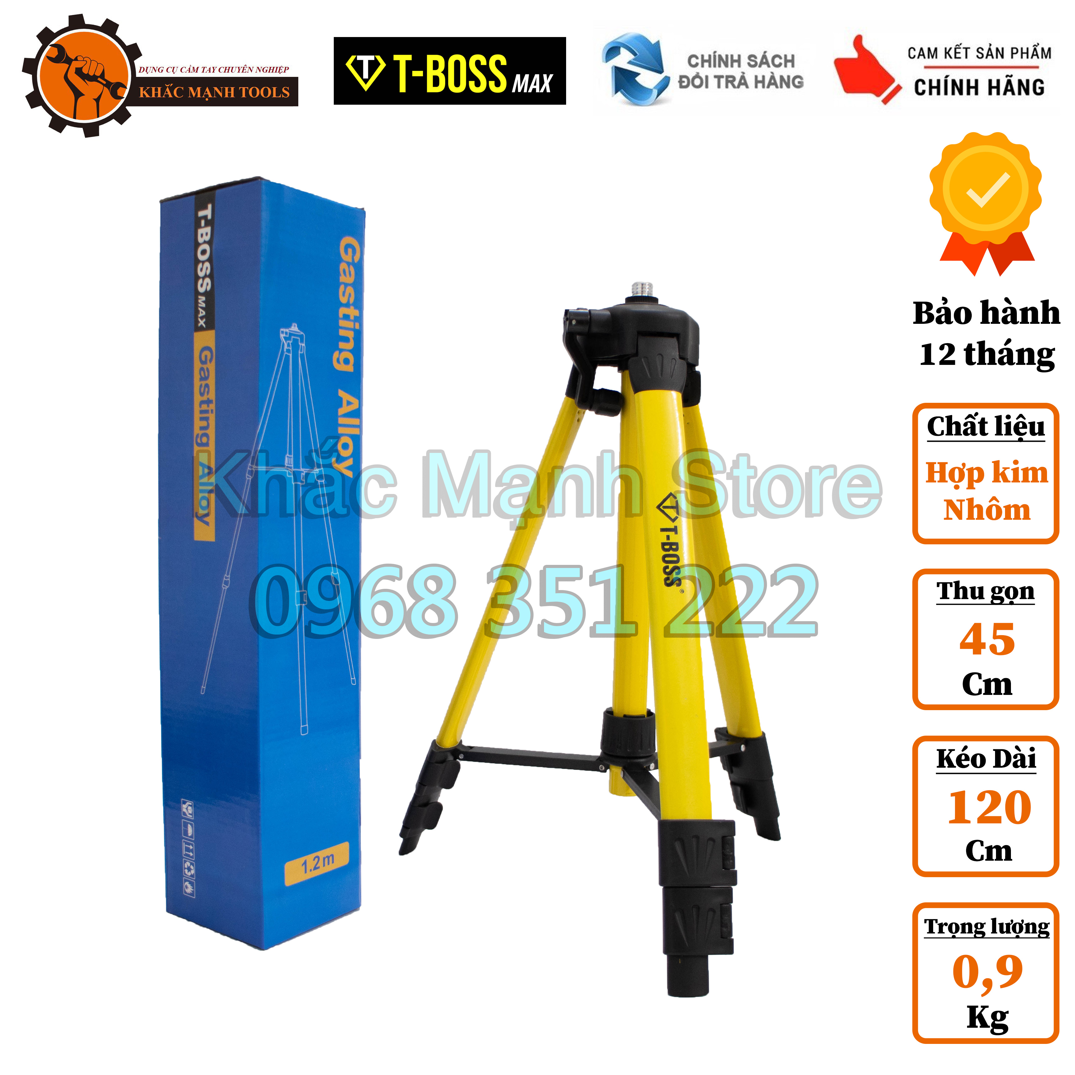 Chân máy cân mực lazer - máy cân bằng T-BOSS, chân dài 1m2, 2 khấc chỉnh chiều cao