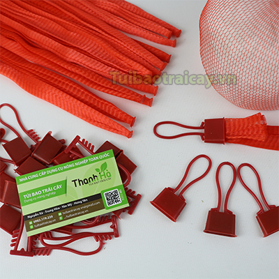 1kg túi lưới đựng nông sản kèm khóa đỏ dài 25cm