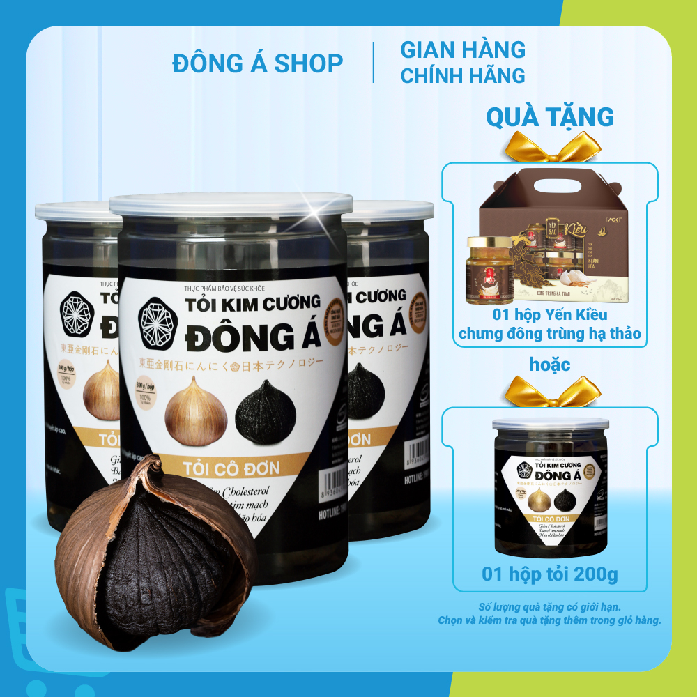 Tỏi Kim Cương Đông Á - Tỏi đen cô đơn đóng hộp 300g - Hỗ trợ tăng cường đề kháng, giảm mỡ máu, ổn định huyết áp -Tỏi đen cô đơn SX theo công nghệ Nhật Bản - Kiểm nghiệm chất lượng bởi Bộ Y Tế, Intertek
