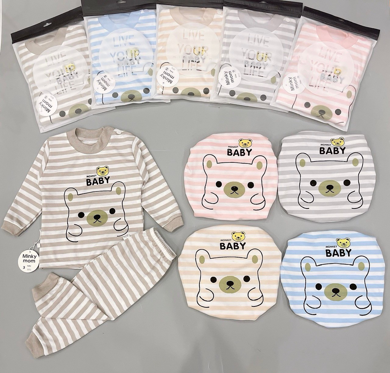 Bộ đồ dài tay Minky Mom nỉ mền cho bé từ 5-15kg