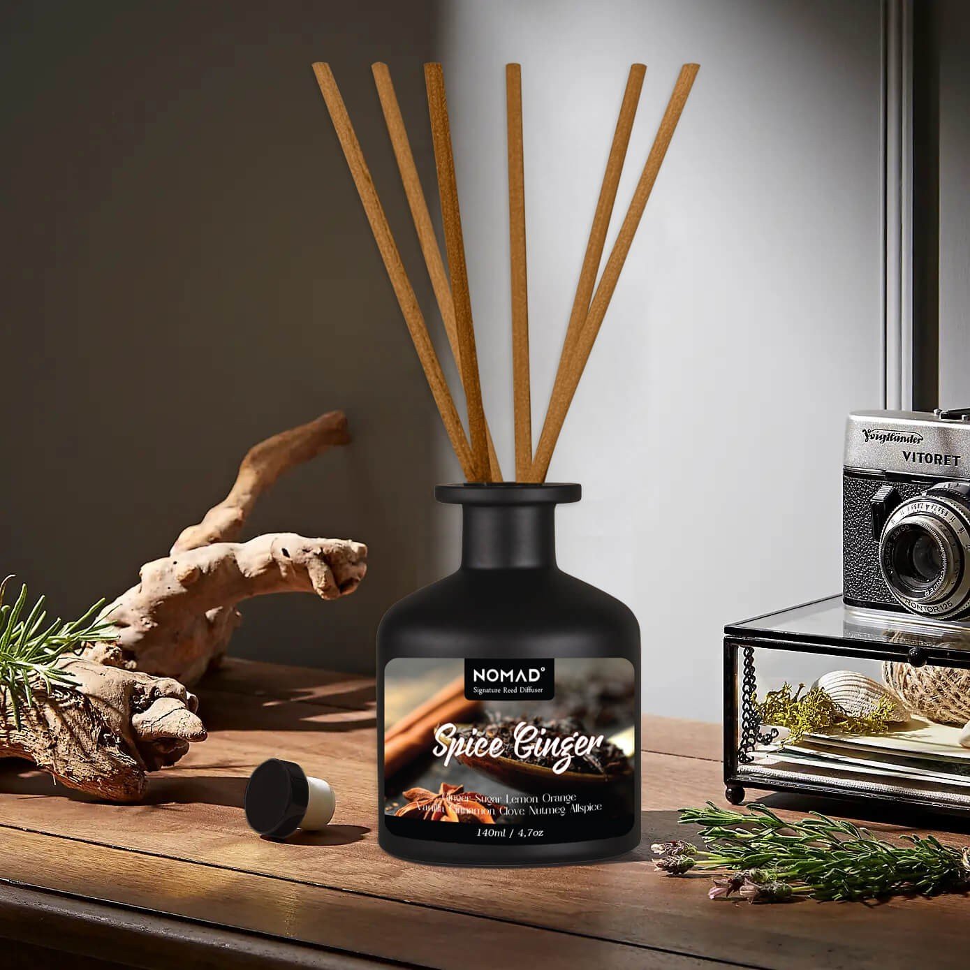 Bộ tán hương que mây nomad reed diffuser 140ml - campfire