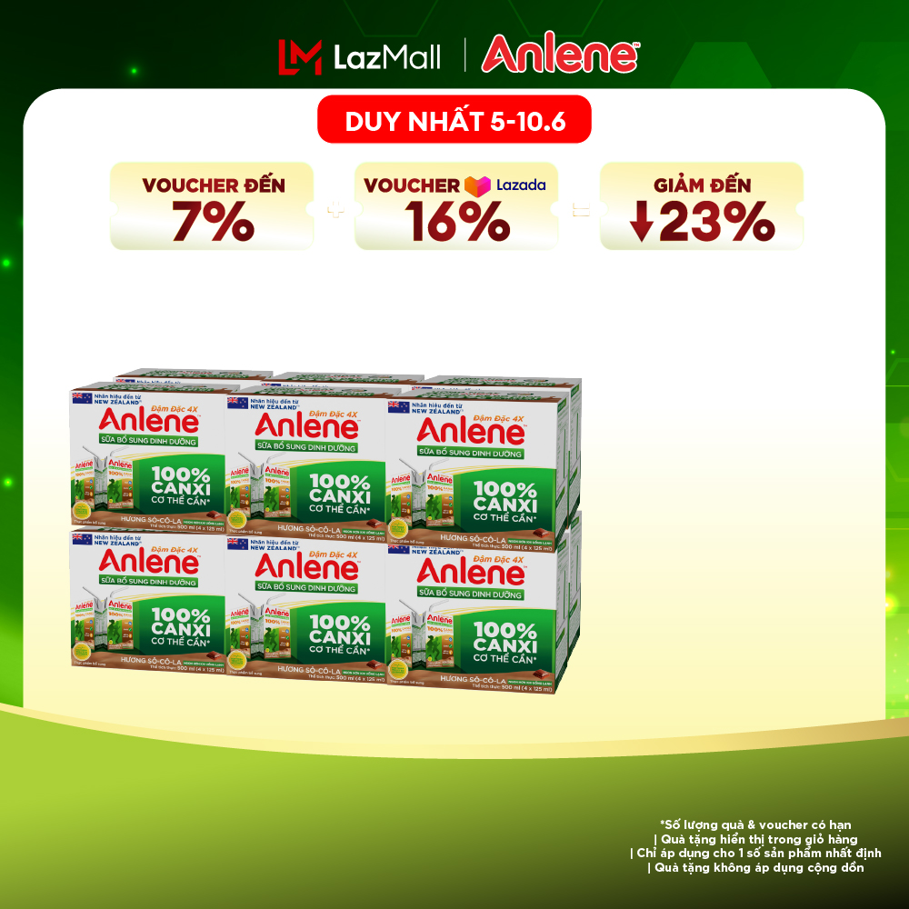 [Voucher giảm đến 26%]Thùng 48 Hộp Sữa Nước Anlene Hương Socola 110ml