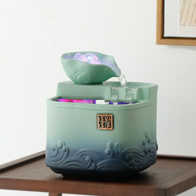 Thác Nước Phong Thủy Sen Thanh Ngọc Châu Trang trí