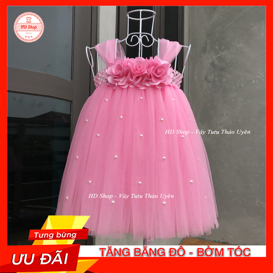 VÁY CÔNG CHÚA CHO CON GÁI YÊU / VÁY CÔNG CHÚA CHO BÉ HỒNG PHẤN ĐÍNH ĐÁ