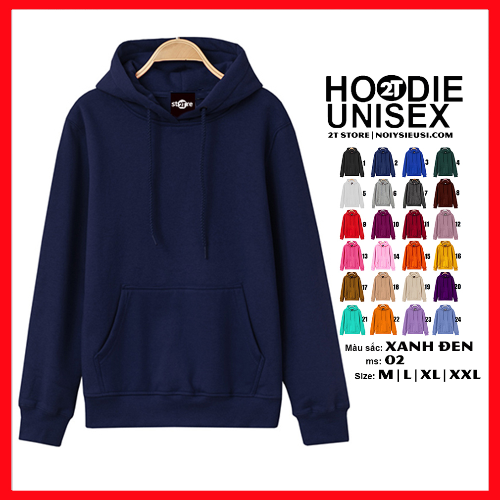 [4.4 HOÀN TIỀN 15%][HCM]Áo Khoác Nỉ Bông Hoodie Trơn Unisex 2T Store - Nón May Đắp 2 Lớp - Xỏ Ngón C