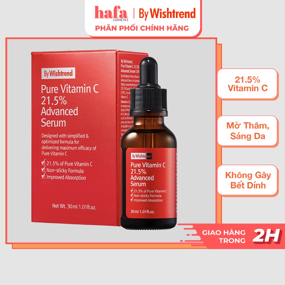 Tinh chất vitamin c dưỡng trắng da, giảm thâm mụn, làm mờ vết thâm by wishtrend pure vitamin c 21.5 advanced serum 30ml _ by wishtrend chính hãng