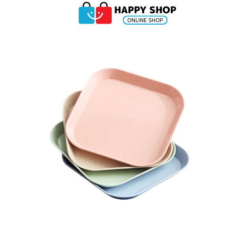 Set 8 đĩa lúa mạch màu pastal siêu xinh, đĩa lúa mạch hình vuông đựng thức ăn, hoa quả, bánh kẹo