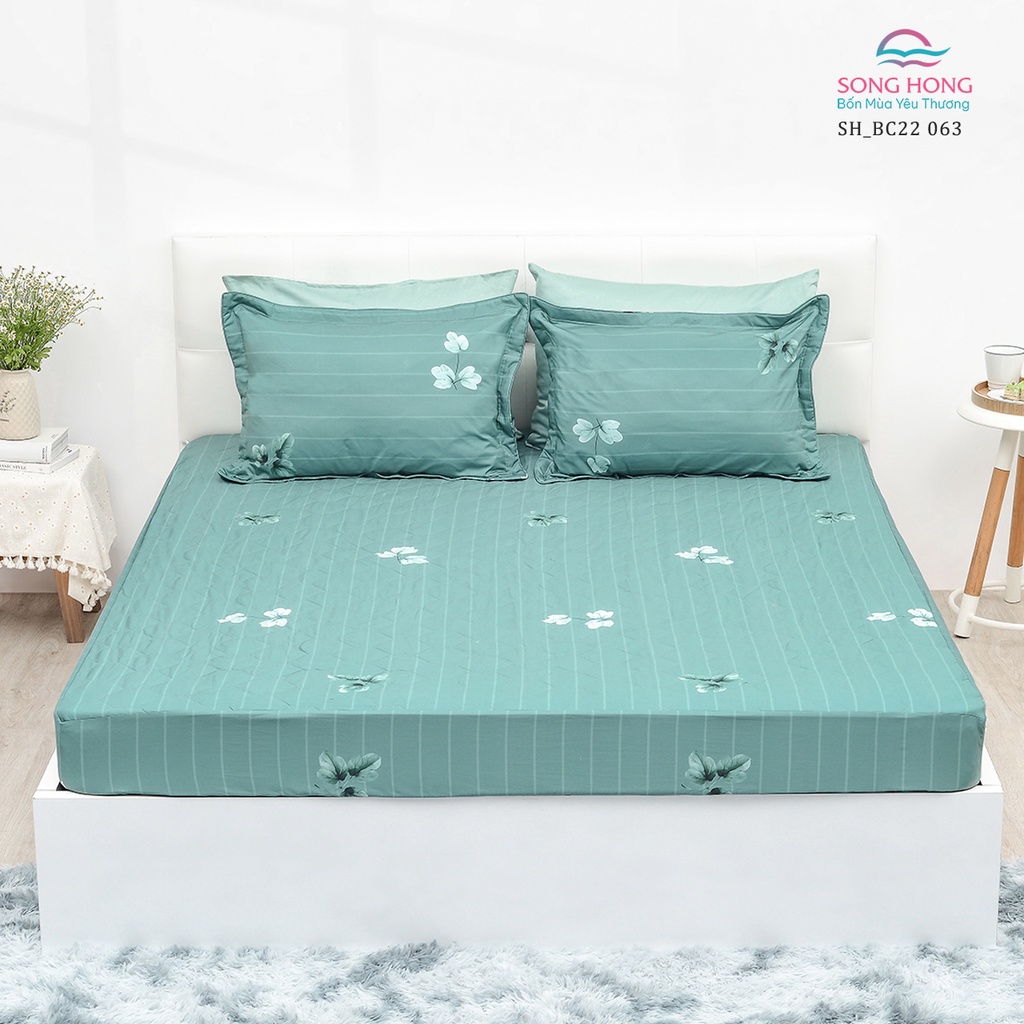 Bộ Ga Gối Chần Bông 3 món kích thước 1m8x2m - Chất Cotton - Sông Hồng Chính Hãng- Mẫu mã chất lượng bền đẹp.