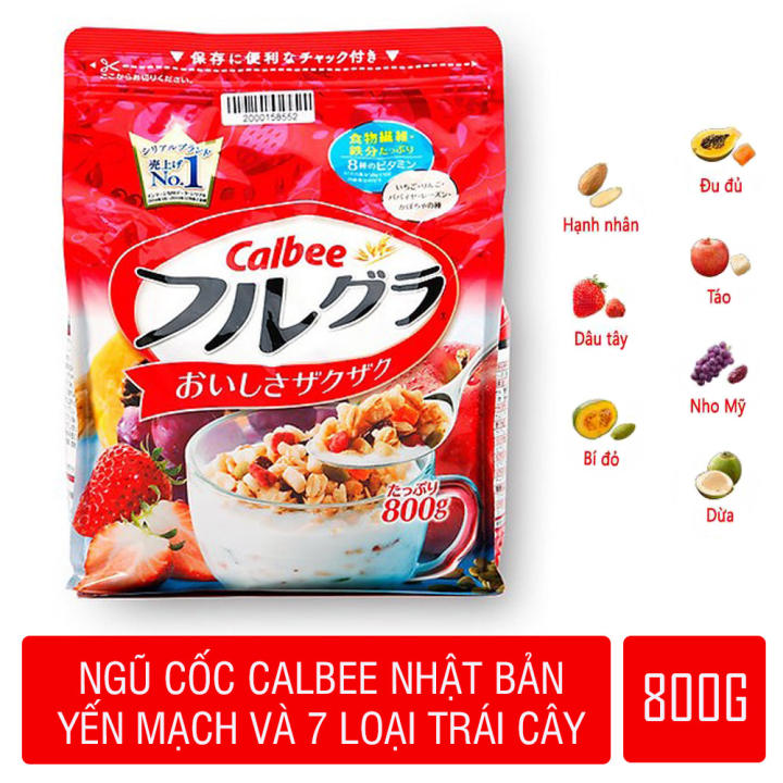 Ngũ cốc Calbee màu đỏ 800G Hạn sử dụng mới nhất