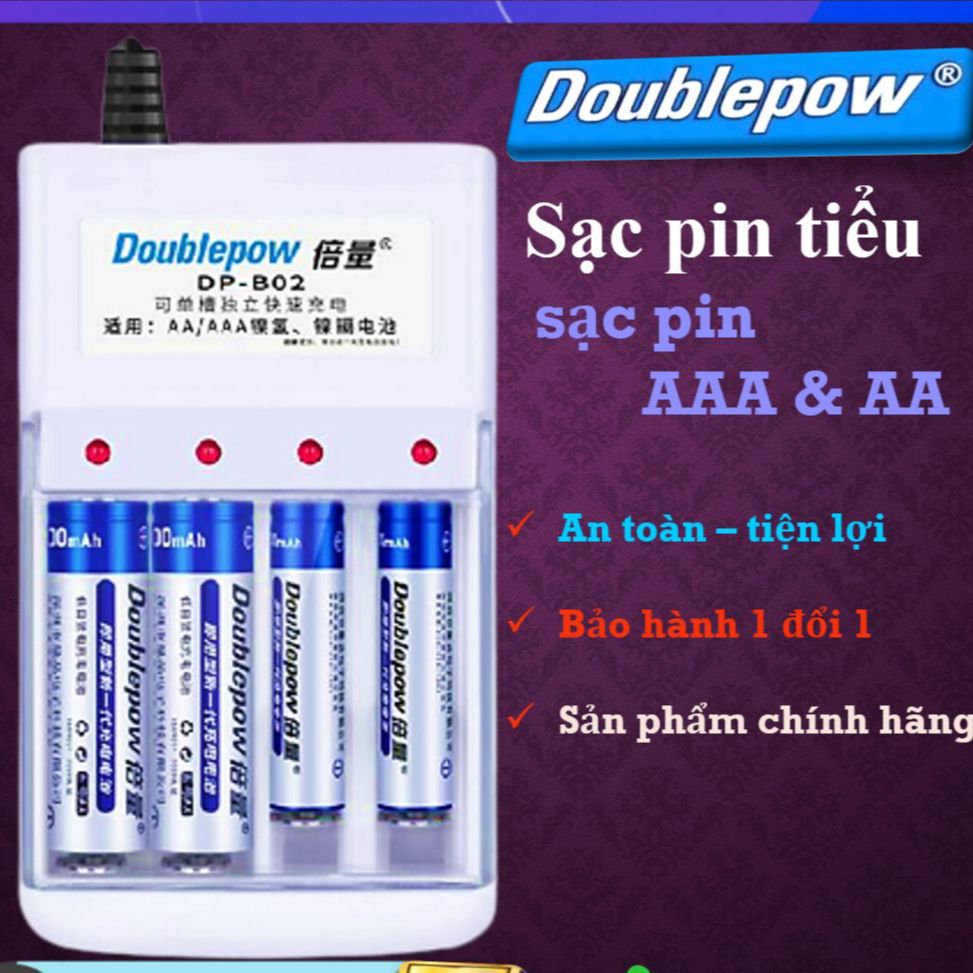 Sạc pin aa/aaa doublepow dp-b02 / pin sạc aa 1200mah - sạc pin tiểu đa năng dùng cho các loại pin sạc aa , aaa | chính hãng