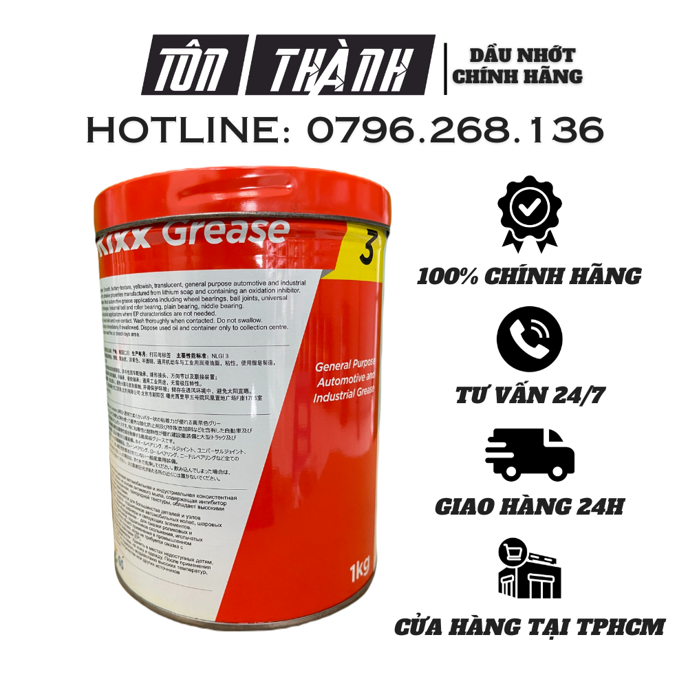 Mỡ bò kixx grease hàn quốc 3 chịu nhiệt cao cấp lon 1kg - cs0000013 hàn quốc