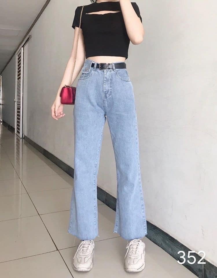 ( VIDEO KÈM ẢNH THẬT) QUẦN JEAN, BAGGY BÒ ỐNG RỘNG CẠP CAO TRƠN NẮP TÚI THỜI TRANG NỮ CỰC CHẤT, PHUONGMART