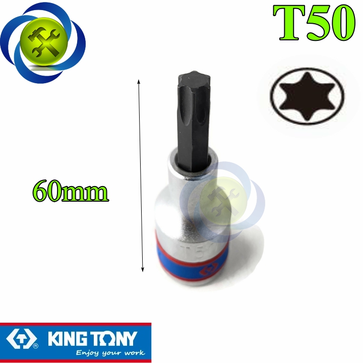 Đầu tuýp sao t50 1/2 kingtony 402350 dài 60mm trắng đen