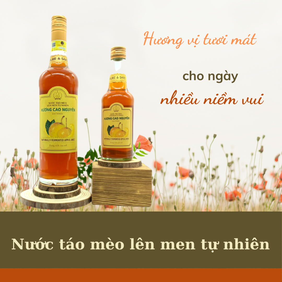 Nước táo mèo lên men tự nhiên Hương Cao Nguyên 100% không hóa chất
