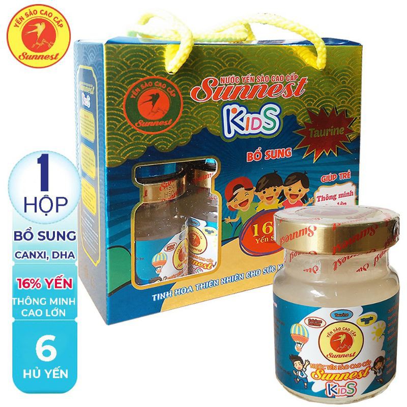 Nước yến sào 16% Sunnest Kid yến sào siêu ngon cho bé lốc 6 hũ