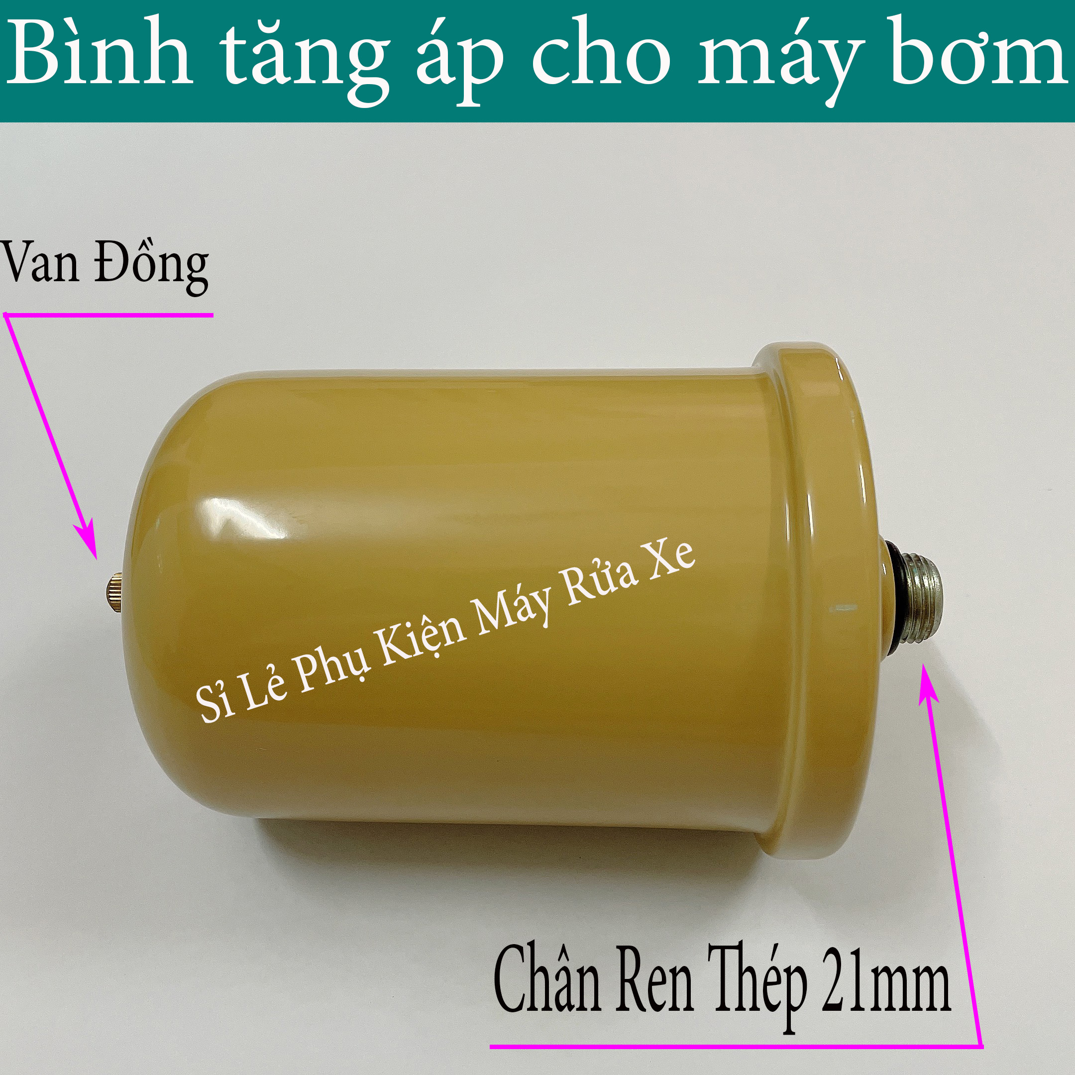 Bình tăng áp lực thay thế của máy bơm tăng áp, Chân Ren Thép 21mm