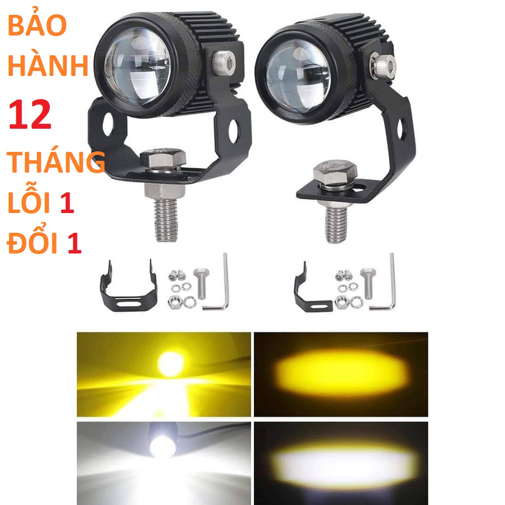 CẶP ĐÈN TRỢ SÁNG BI CẦU MINI COS VÀNG PHA TRĂNG DÙNG CHO OTO XE MÁY XE ĐẠP ĐIỆN [ CÓ VIDEO TEST ]