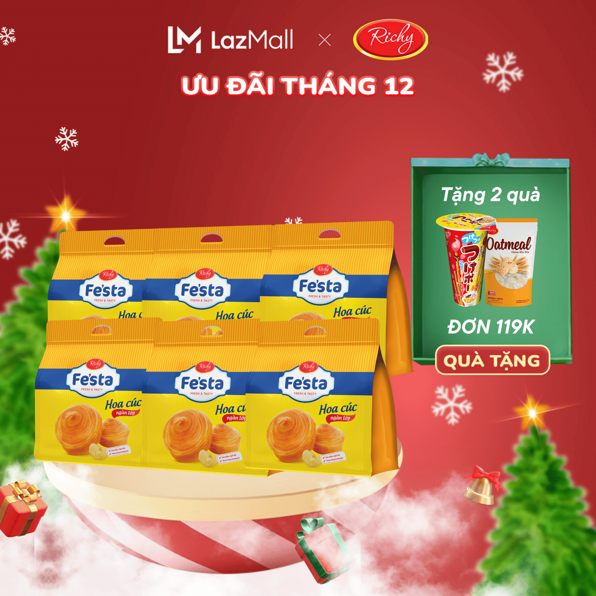   VỊ MỚI  Combo 6 Túi Bánh mì hoa cúc Bánh mì hoa cúc nam việt quất Bánh mì tươi ngàn lớp Fe'sta Richy bánh ăn sáng -  HSD 35 ngày từ ngày NSX KH cân nhắc khi mua SL lớn 