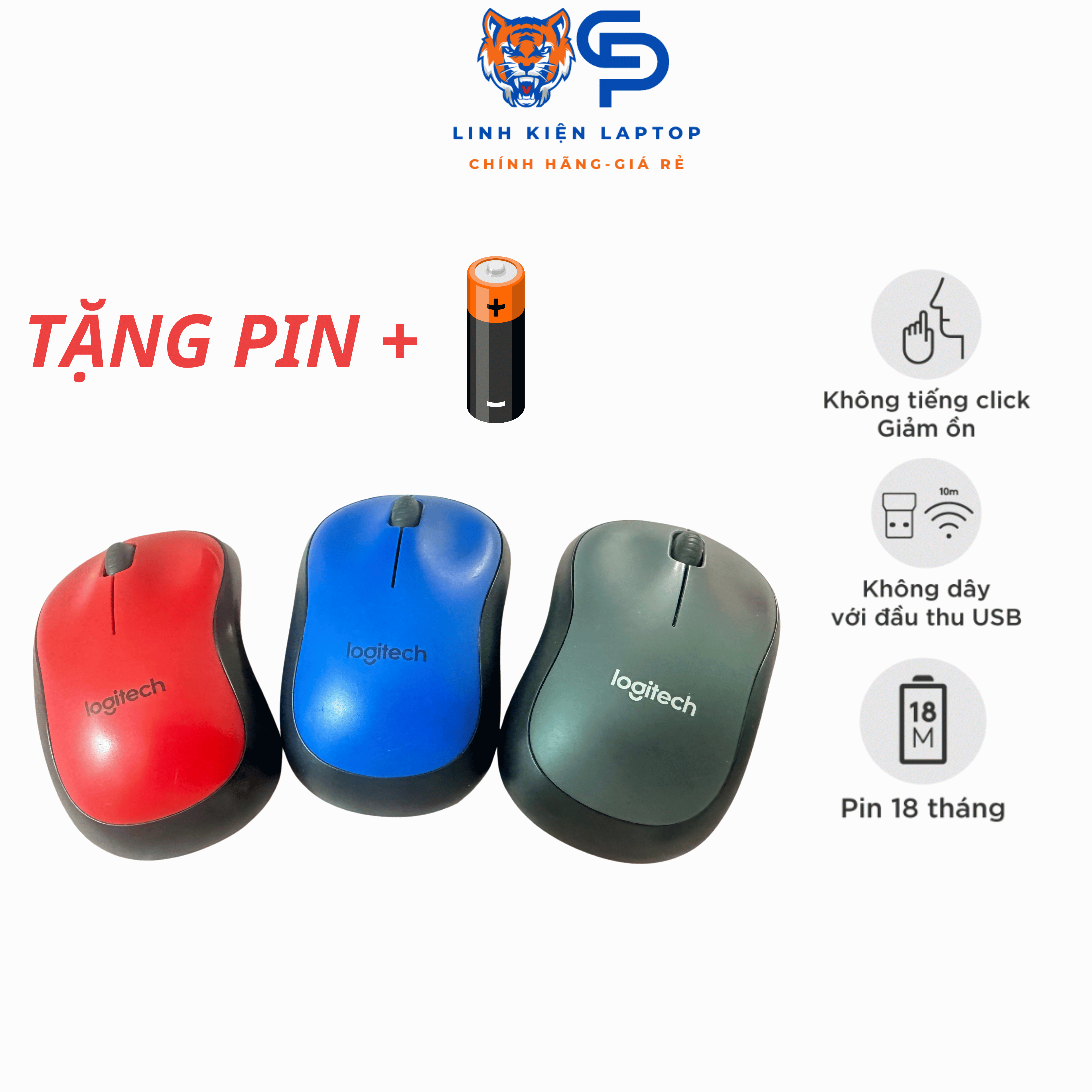 Tặng Pin- Chuột Không Dây Logitech M221 Chính Hãng  Bảo Hành 6 Tháng 1 Đổi 1